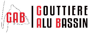 Logo for a couture brand: red 'GAB' on the left with a vertical red divider, followed by black stylized text forming the brand name.